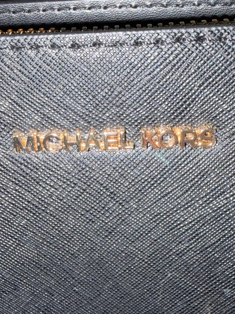 Michael Kors Black Maple Saffiano Leather Stud Small Satchel with Gold Hardware